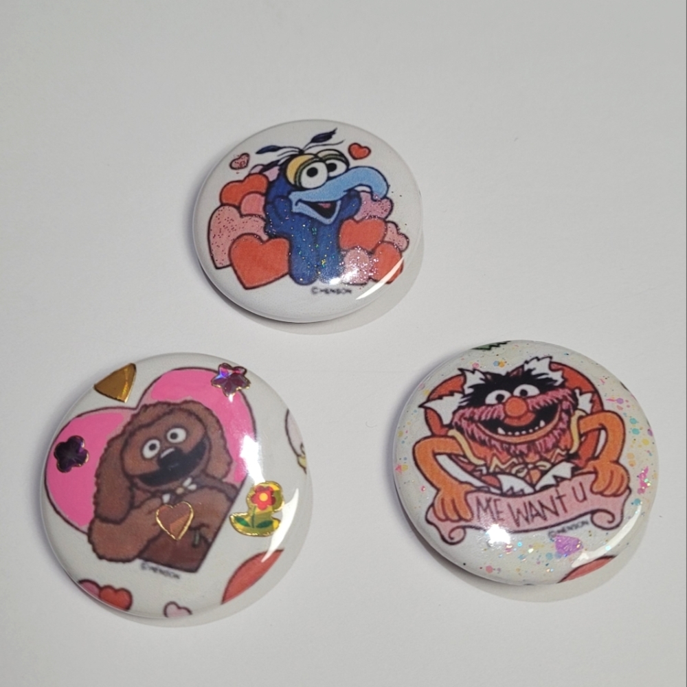 3x Muppets handmade badges